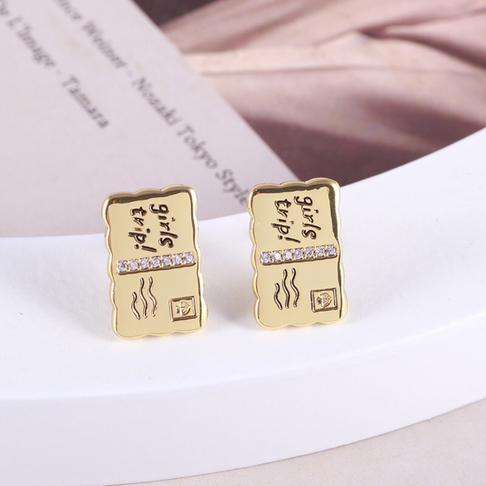 Kate Spade Geometric Envelope Letter Stud Earrings